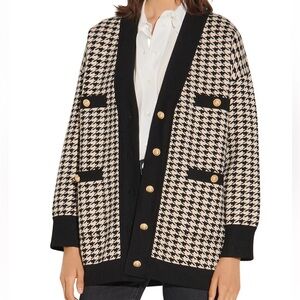 Sandro Dane Oversized Houndstooth Cardigan